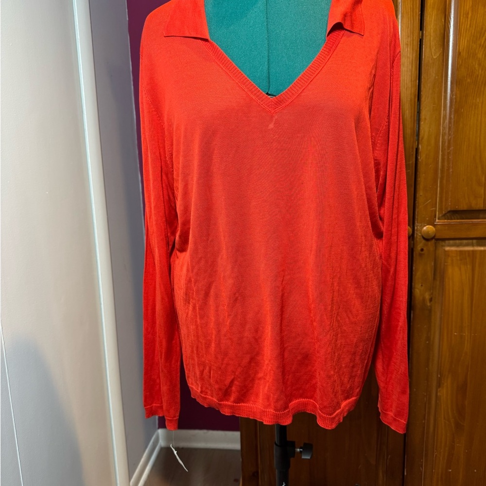 NWT - Marina Rinaldi Voyage Red V-Neck Sweater - Size XL/size 20 - Picture 6 of 16